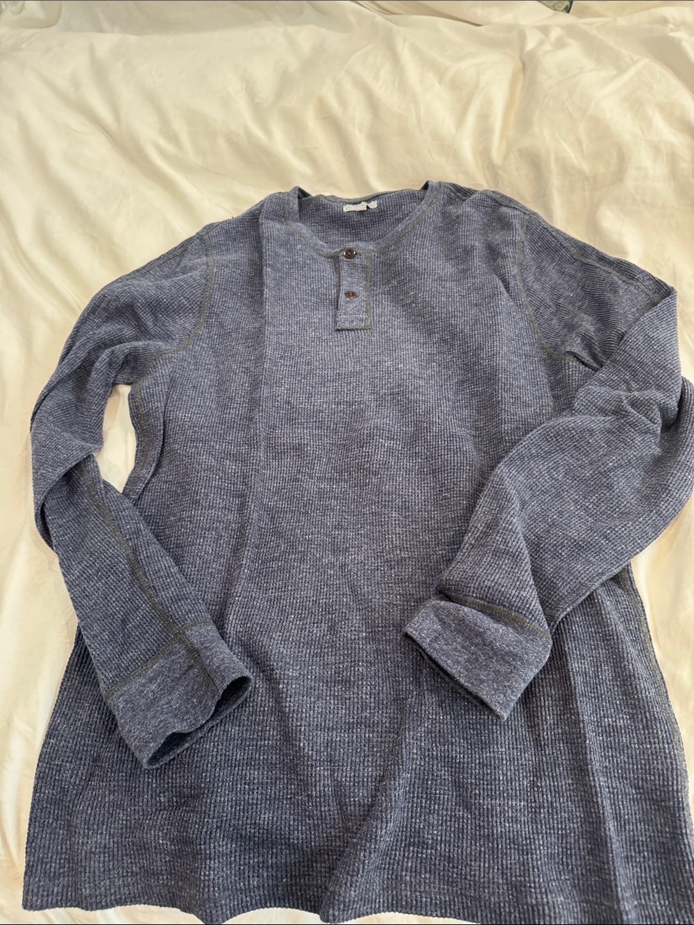 Wallace & Barnes Men's Navy Thermal Cotton Henley Long-Sleeve Shirt